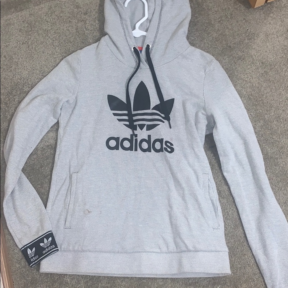 adidas Trefoil Jacquard Cuff Grey Hoodie
